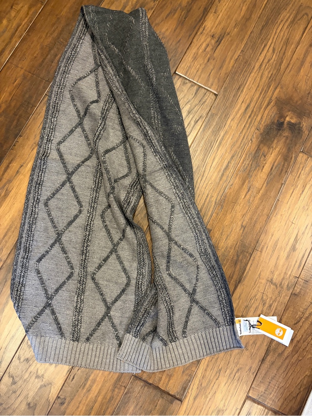 Timberland Gray Diamond-Knit Scarf